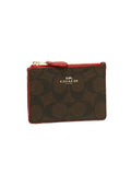 Coach F16107 Signature PVC Mini ID Case Skinny Brown Black Ruby