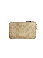Coach F16109 Wristlet Double Zip Light Khaki chalk