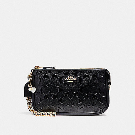 Coach F22698 Signature Debossed Large Wrislet 19 With Chain Black