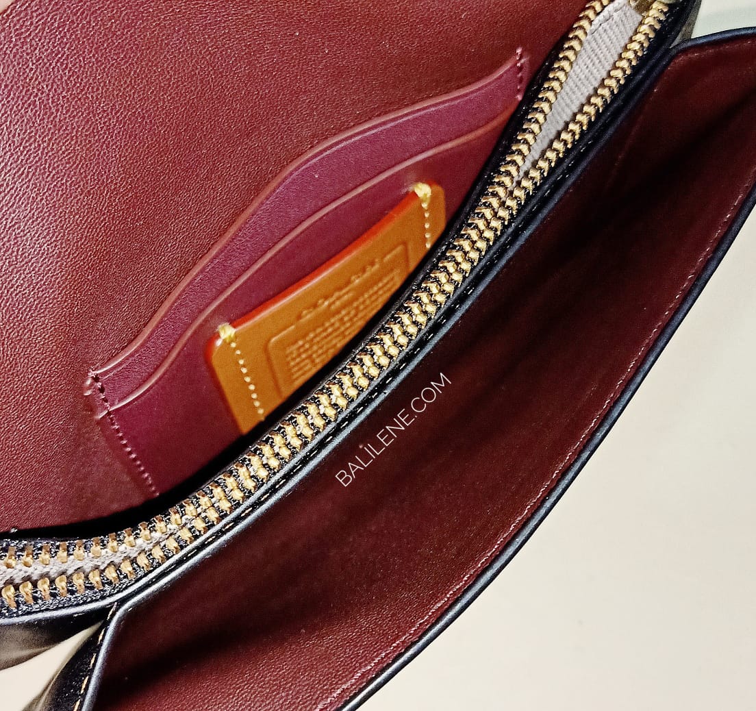 Coach F23536 Small Tea Rose Wristlet Black Old Clutch Bag