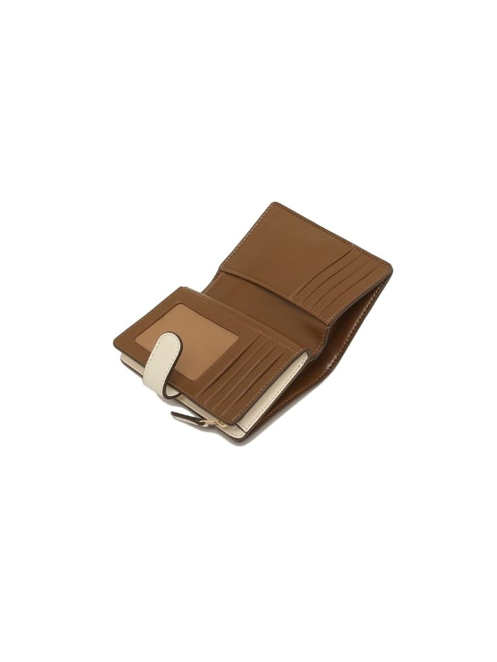 Coach F23553 Medium Corner Zip Wallet In Crossgrain Leather Khaki Chalk