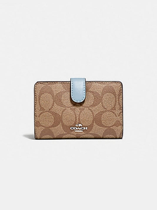 Coach F23553 Medium Corner Signature Khaki Pale Blue