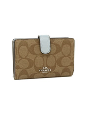 Coach F23553 Medium Corner Signature Khaki Pale Blue