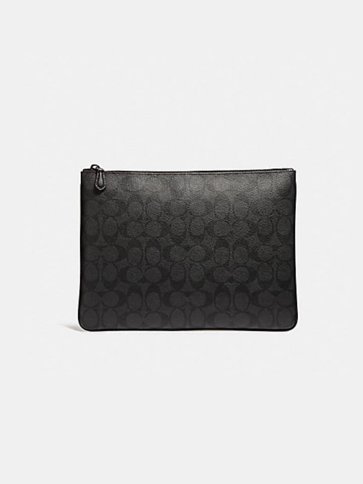 Coach F25520 Pouch Large Signature Black Oxblood