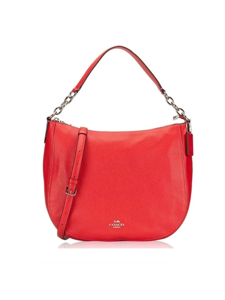 Coach F31399 Pebbled Leather Elle Hobo Bright Red Womens
