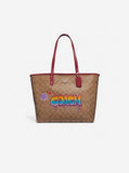 Coach F31500 Reversible City Tote In Signature Canvas With Graffiti Khaki Multi