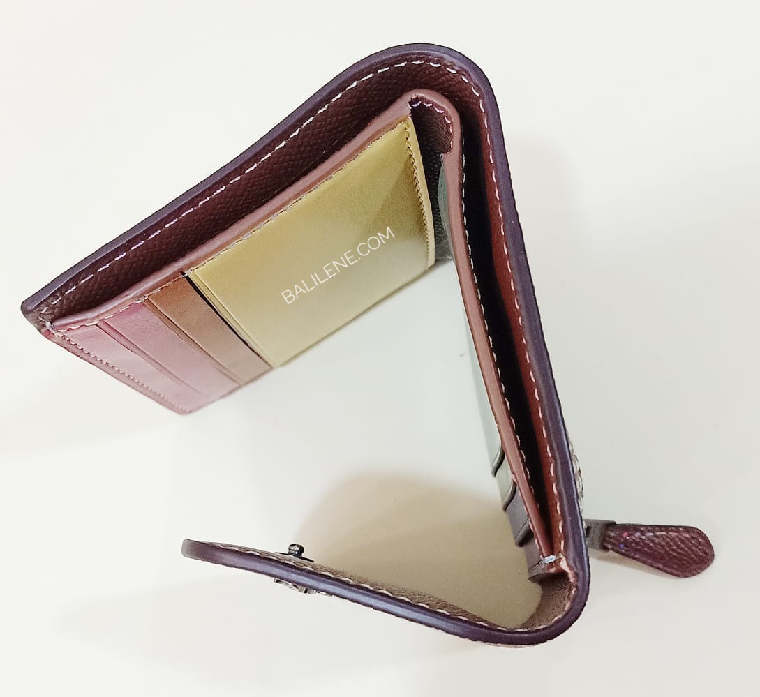 Coach F31570 Small Wallet With Rainbow Stitching Dark Saddle