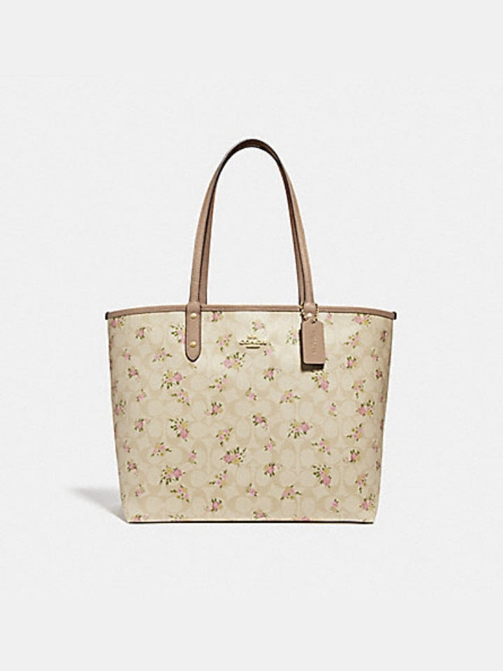 Coach F31776 Reversible City Zip Tote In Signature Canvas With Daisy Bundle Print Light Khaki/Multi