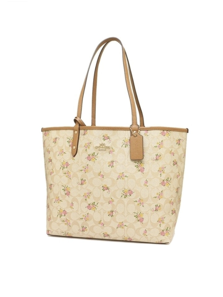 Coach F31776 Reversible City Zip Tote In Signature Canvas With Daisy Bundle Print Light Khaki/Multi