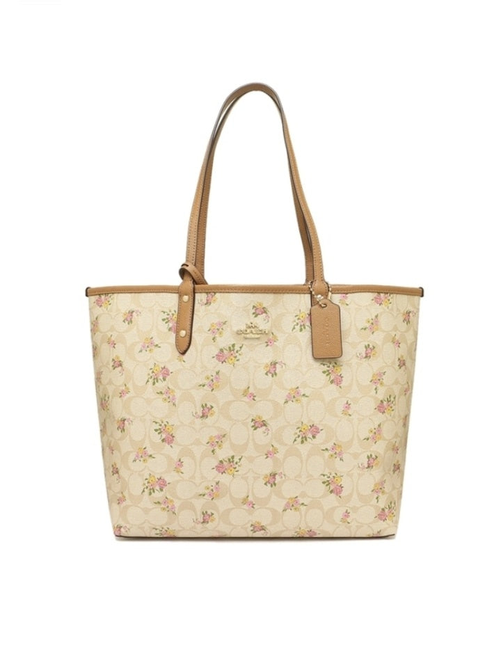 Coach F31776 Reversible City Zip Tote In Signature Canvas With Daisy Bundle Print Light Khaki/Multi