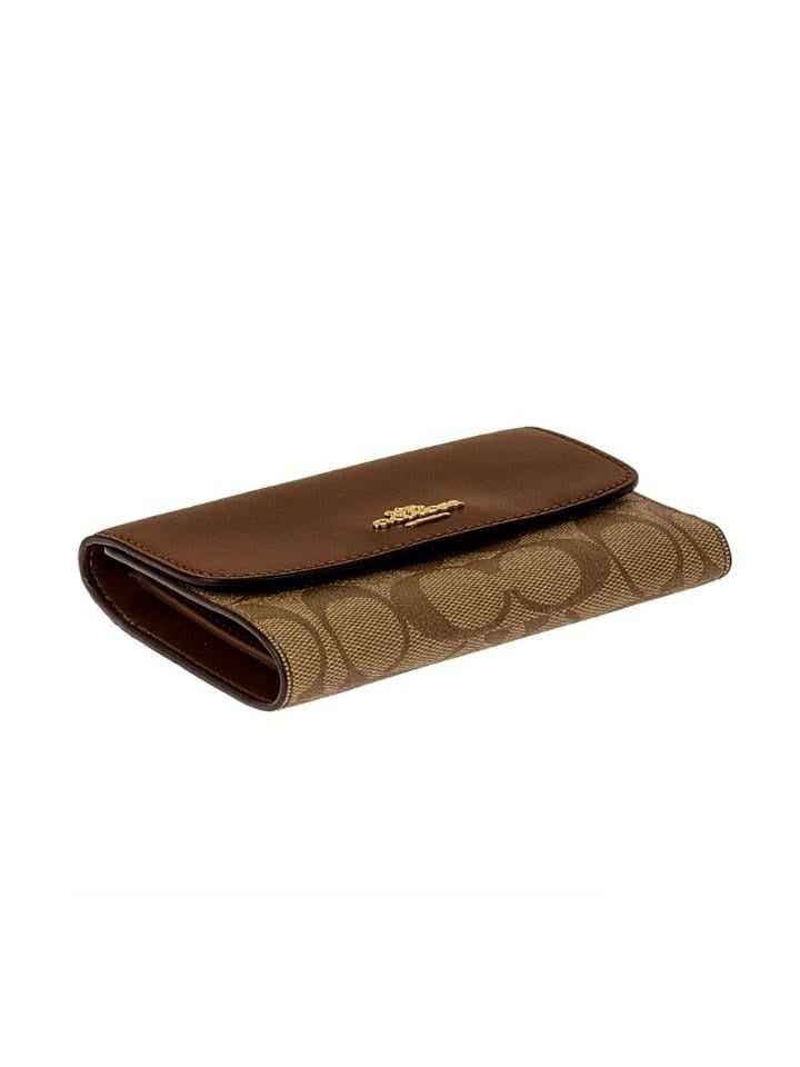 Coach F32485 Medium Envelope Wallet Signature Khaki Saddle