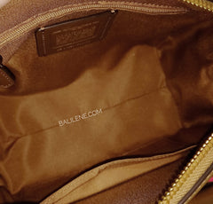 Coach F38133 Mini Bennet Satchel Signature Canvas Khaki Neon Pink