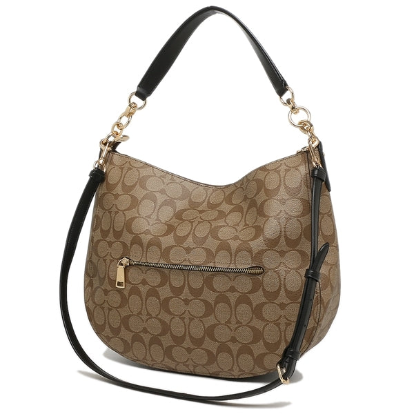 Coach F39527 Elle Hobo Signature Khaki Black