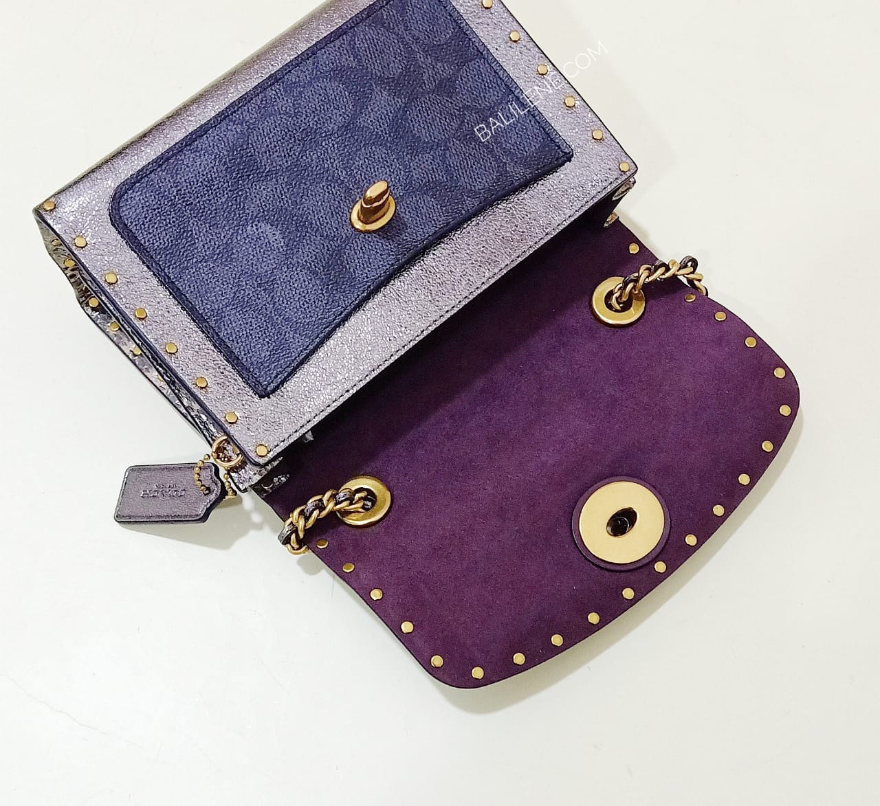 Coach F39680 Parker 18 Signature Rivets Charcoal Mettalic Graphite