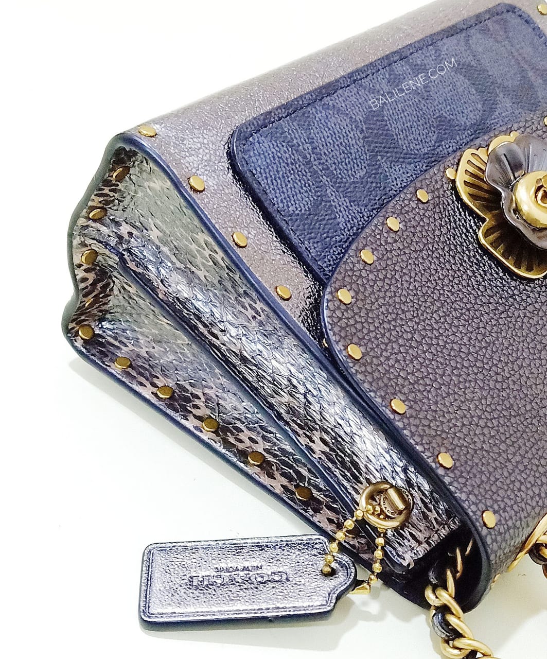 Coach F39680 Parker 18 Signature Rivets Charcoal Mettalic Graphite