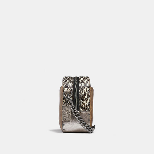 Coach F39684 Camera Bag Signature Rivets Tan Platinum