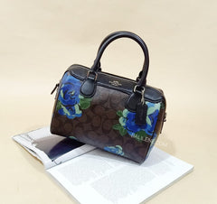 Coach F39962 Mini Bennet Signature Canvas With Floral Print Brown Black Multi