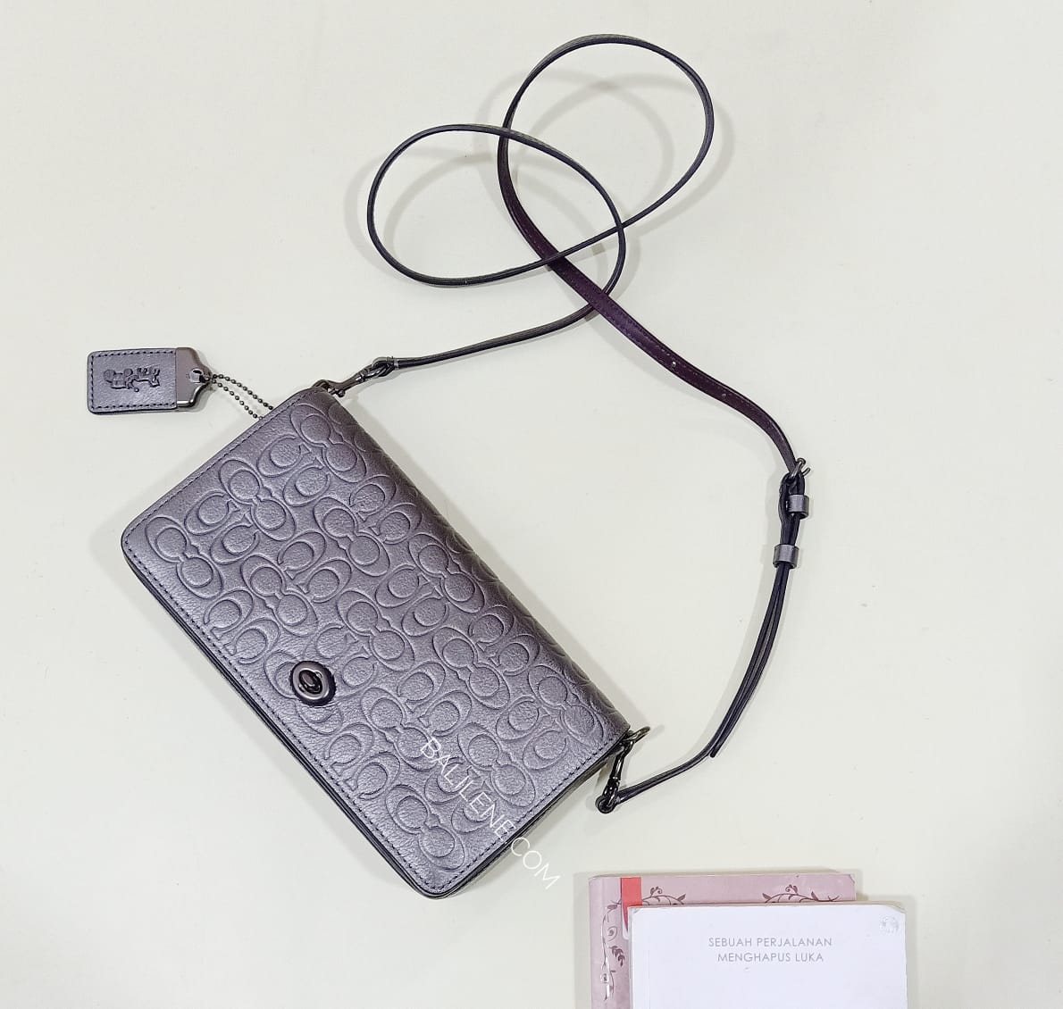 Coach F40649 Dinky Signature Metallic Graphite
