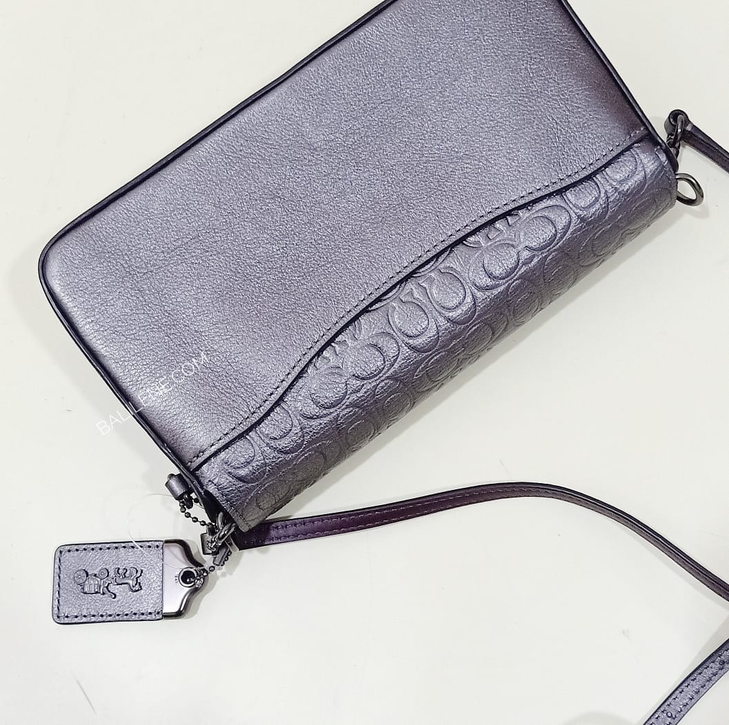 Coach F40649 Dinky Signature Metallic Graphite