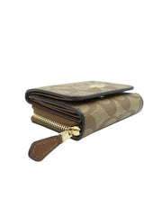 Coach F41302 Sig Smal Trifold Wallet Khaki Saddle