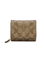 Coach F41302 Sig Smal Trifold Wallet Khaki Saddle