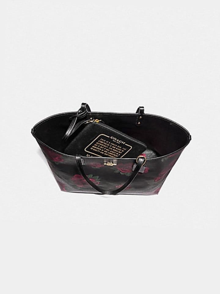 Coach F45317 Reversible City Tote With Jumbo Floral Print Black Multi