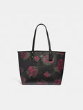 Coach F45317 Reversible City Tote With Jumbo Floral Print Black Multi