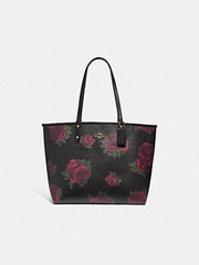 Coach F45317 Reversible City Tote With Jumbo Floral Print Black Multi