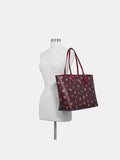 Coach F46286 Reversible City Tote With Tossed Peony Print Oxblood Cherry Multi