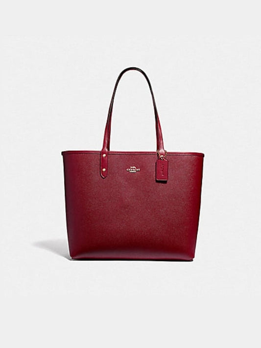 Coach F46286 Reversible City Tote With Tossed Peony Print Oxblood Cherry Multi