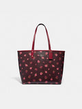 Coach F46286 Reversible City Tote With Tossed Peony Print Oxblood Cherry Multi