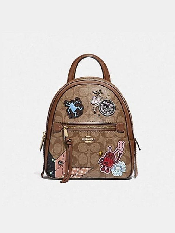 Coach F48642 Keith Haring Andi Backpack In Signature Canvas With Patches Khaki Multi