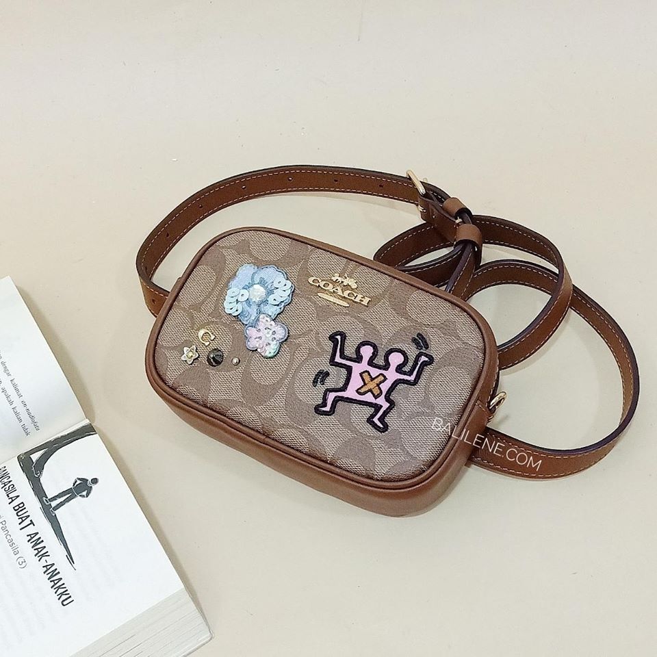 Coach F55644 Keith Haring Convertible Belt Bag In Signature Canvas With Patches Khaki Multi