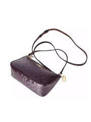 Coach F56518 Top Handle Pouch In Signature Debossed Patent Leather Dark Purple