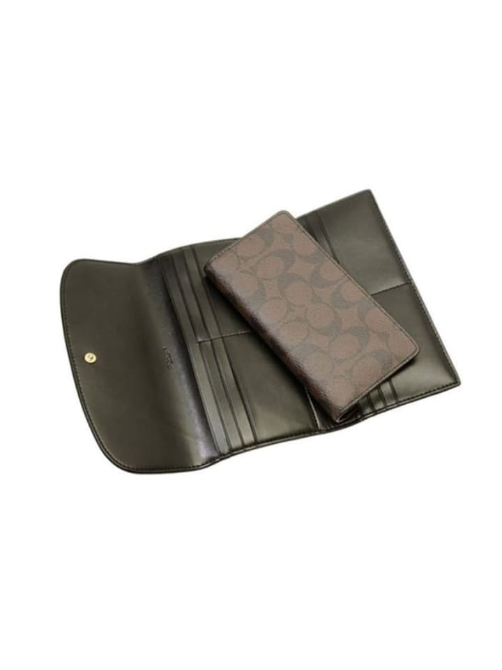 Coach F57319 Checkbook Wallet Brown Black