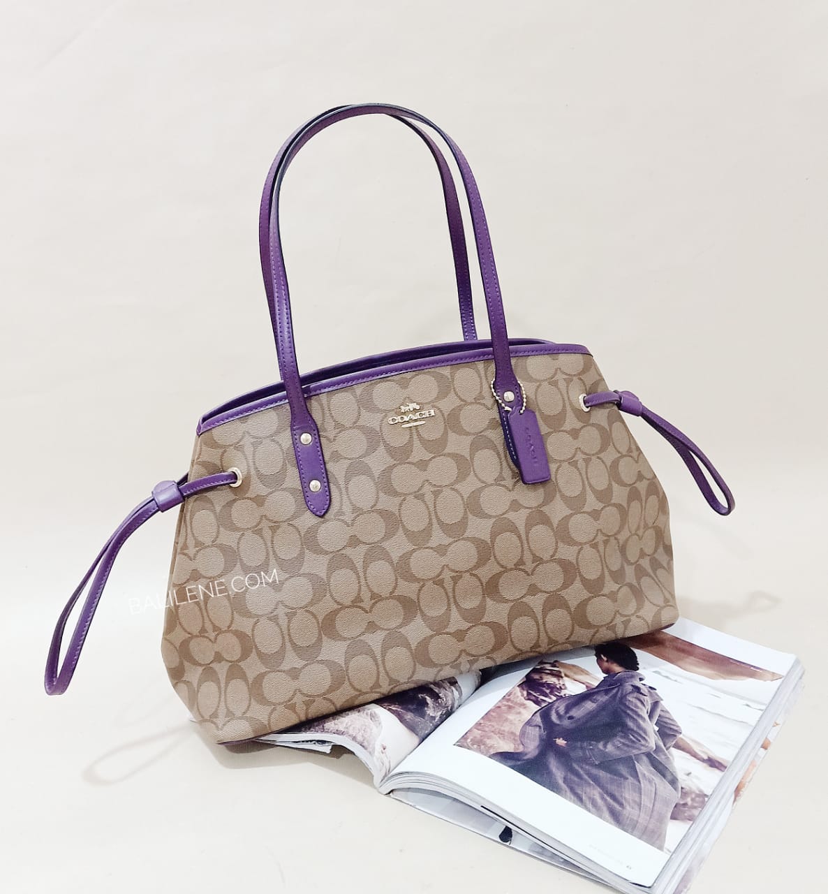 Coach F57842 Drawstring Signature Khaki Blackberry