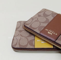 Coach F58035 Corner Zip Wristlet In Signature Canvas Khaki Flax