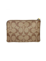 Coach F58035 Corner Zip Wristlet In Signature Canvas Khaki Flax