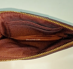 Coach F58035 PVC Leather Corner Zip Khaki Saddle