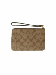 Coach F58035 PVC Leather Corner Zip Khaki Saddle