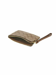 Coach F58035 PVC Leather Corner Zip Khaki Saddle