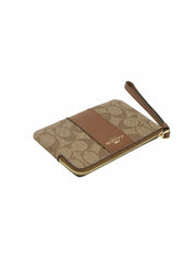 Coach F58035 PVC Leather Corner Zip Khaki Saddle