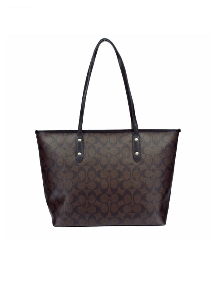 Coach F58292 Signature City Zip Tote Dark Brown