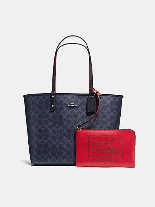 Coach Denim shops & Midnight Star-Accent Reversible Leather Tote Bag