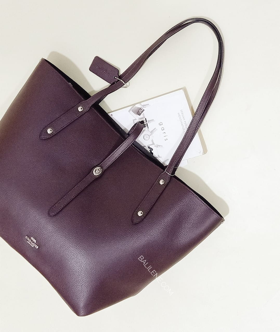 Coach F58849 Market Tote Pabbled Leather Oxblood