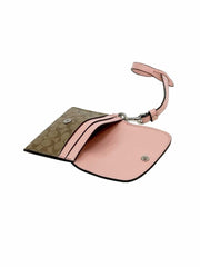 Coach F59176 Card Pouch In Signature Canvas With Fruit Print Khaki Multi