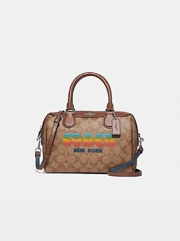 Coach F73119 Mini Bennet Satchel In Signature Canvas With Rainbow Animation