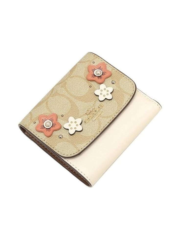 Coach F73378 Signature Floral App Small Wallet Light Khaki Multi