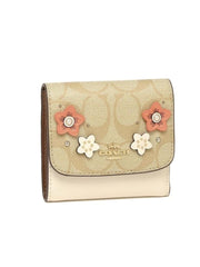 Coach F73378 Signature Floral App Small Wallet Light Khaki Multi