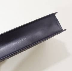 Coach F75914 Structured Pouch Leather Signature Debossed Black